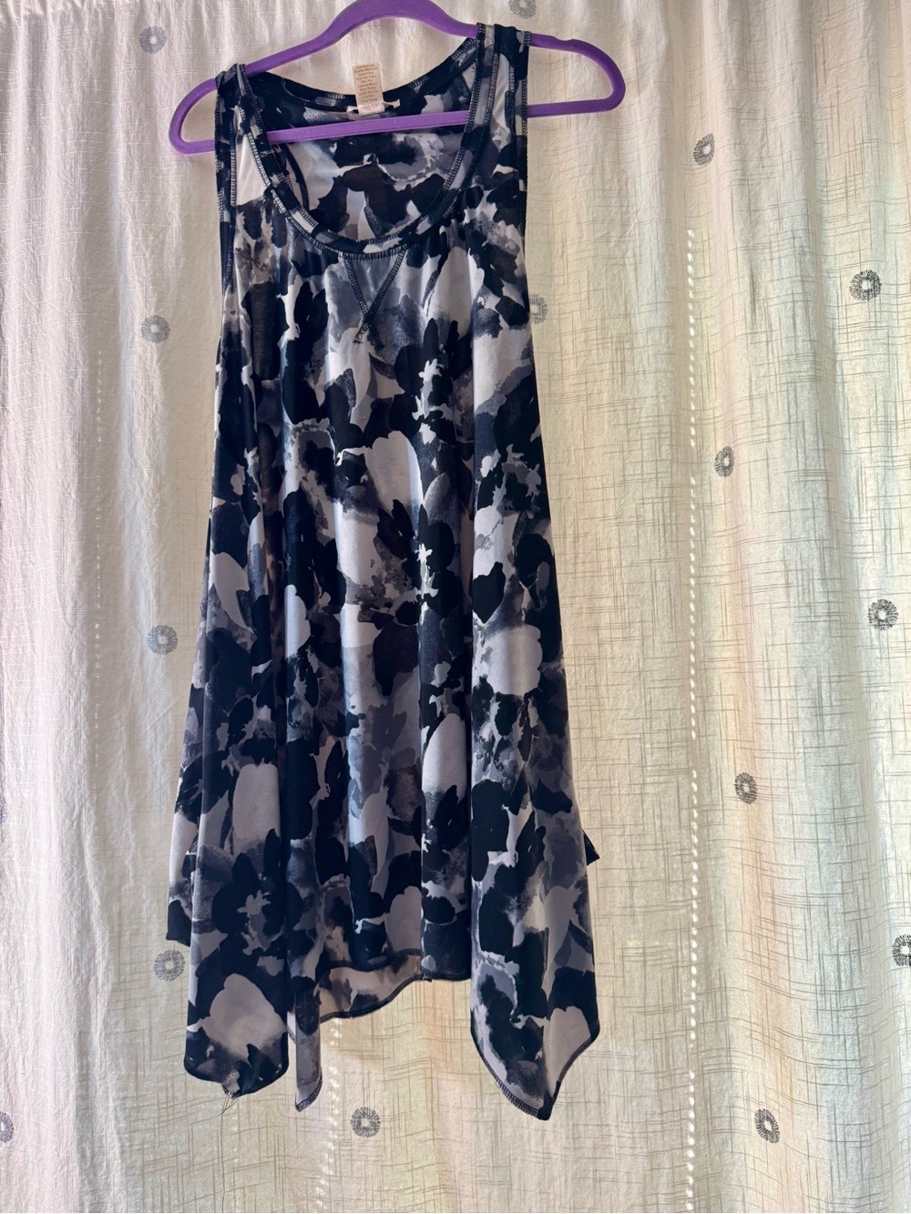 Sleeveless Black & Grayish Purple Floral Swing Dress - Sweet Juliee